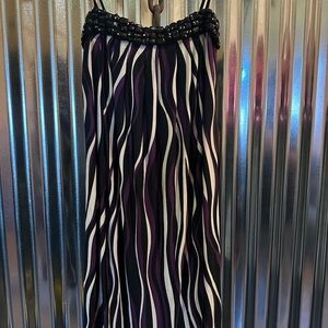 Forever 21 Black and Purple Striped Maxi Skirt